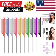 10 PCS Rat Tail Combs Set - Hair Teasing Fine Tooth Comb for Women Girls, Par...