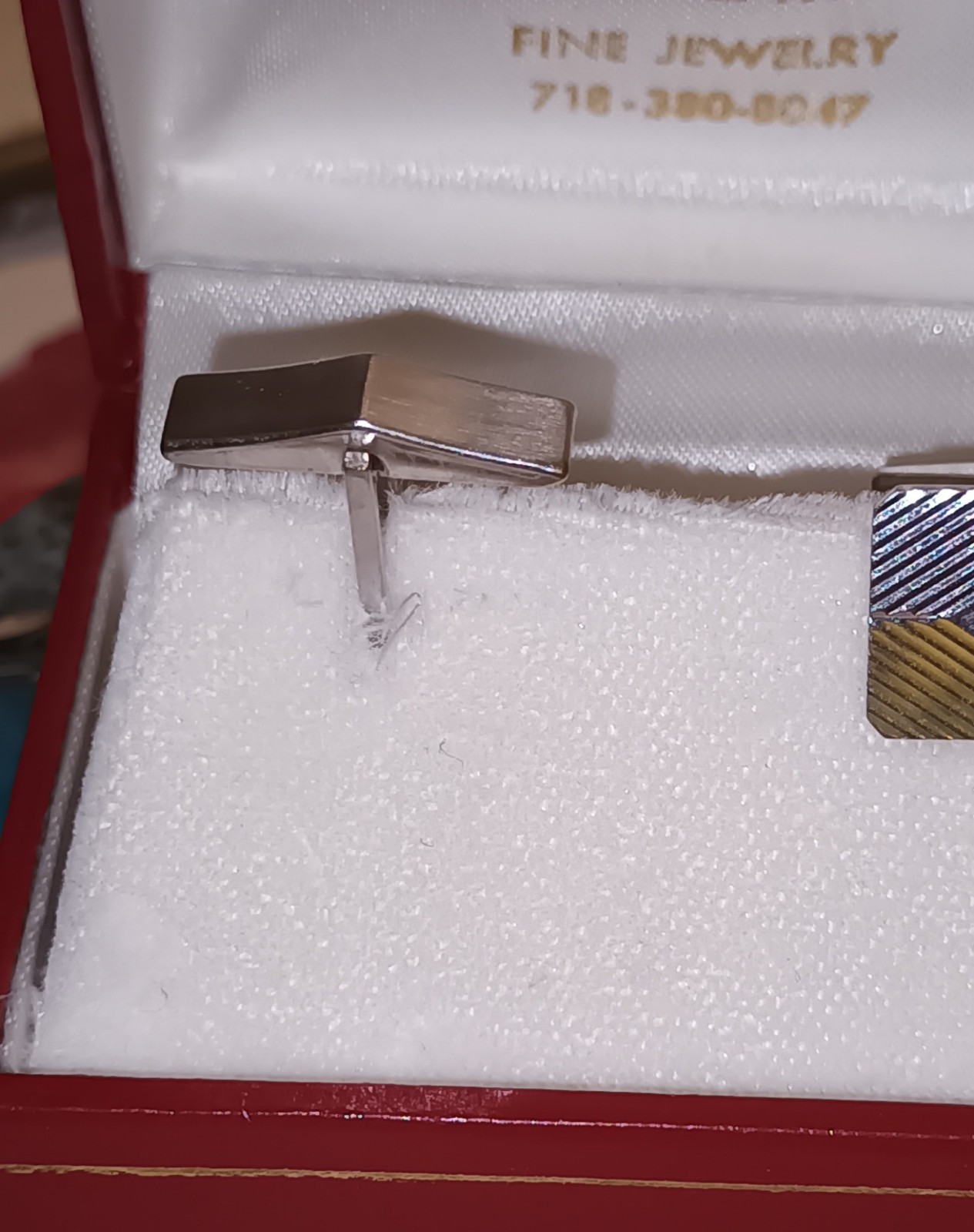 Silver/Goldtone Engraved "CAL" Rectangular Cuffli… - image 2