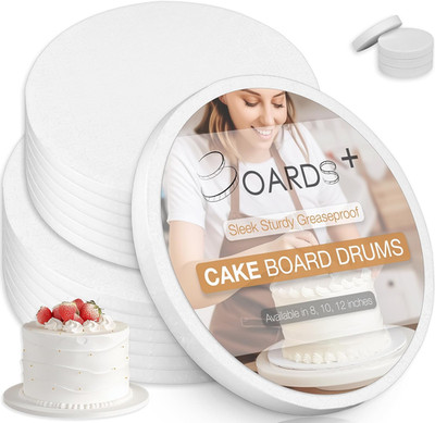 Cake Drums 10 & 12 Inch (2 Sizes, 14 Pack Total) | 1/2'' Thick Cakeboard Rounds +