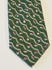 Vineyard Vines Christmas Tie Green Nautical Garland Whales Lobster Boats Silk