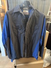 Shirt Size Large Gray Blue Mechanic Work Snap Button up Red Kap Long Sleeve