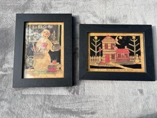 Country Farmhouse Vintage Primitive Decor Pictures Snowman Schoolhouse Fall READ