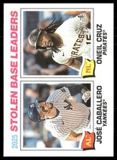 2026 Topps Heritage #4 2025 Stolen Base Leaders (Oneil Cruz / Jose Caballero)