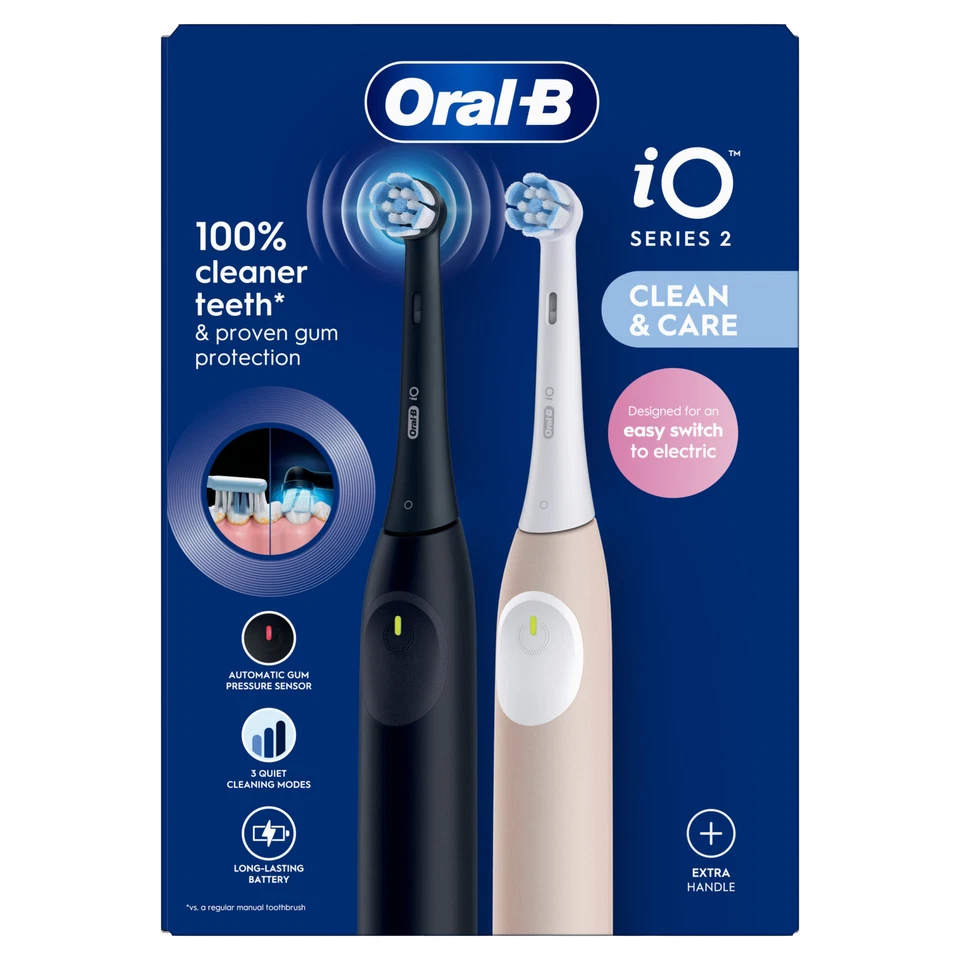Oral-B iO2 Night Black and Calm Pink Toothbrush Duo AI Technology Included