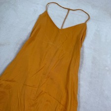 Zara Fillsens Mustard Yellow Midi Dress Womens XS V-Neck T-Back Spaghetti Strap