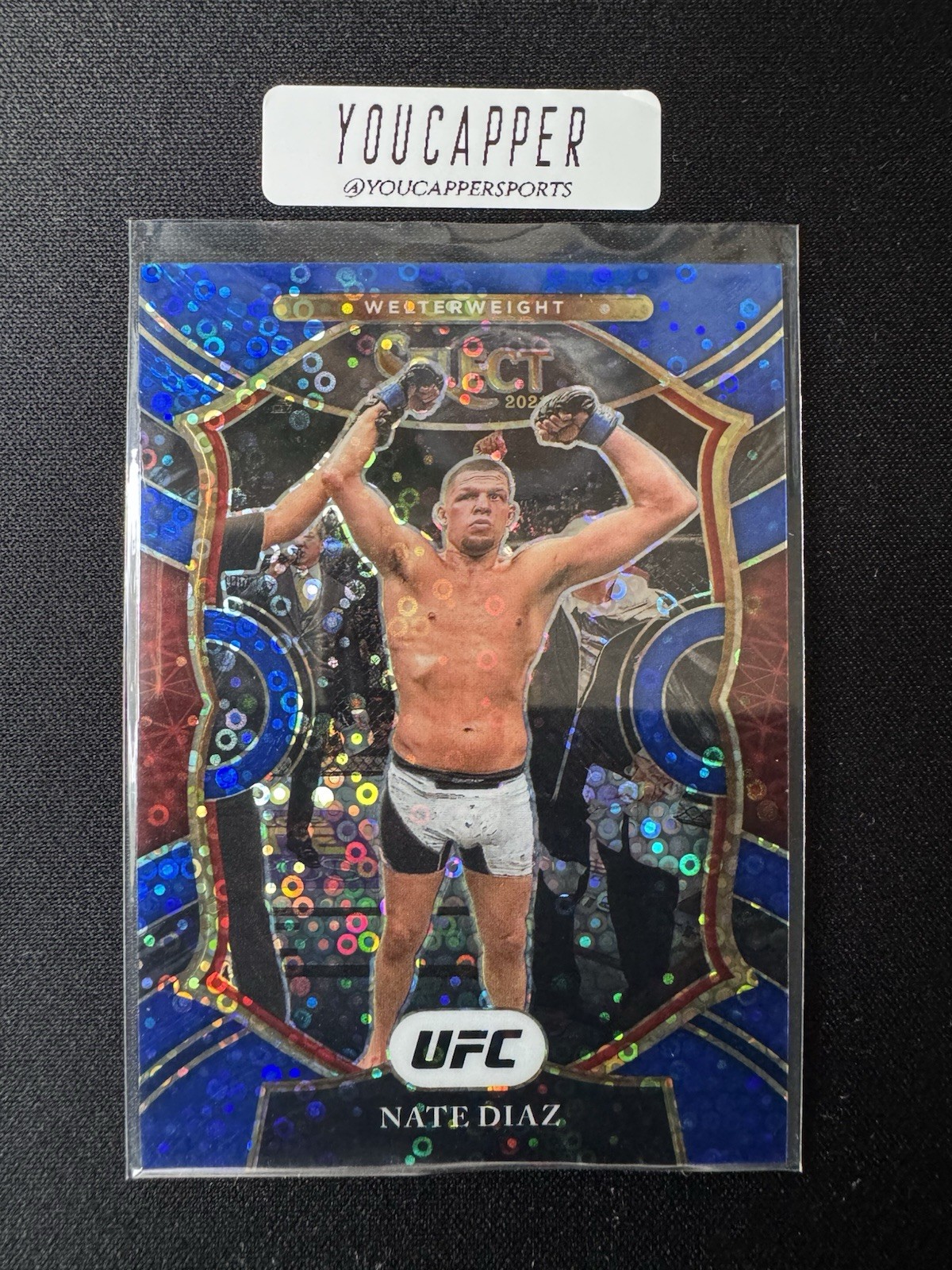 2021 Panini Select UFC - Concourse Nate Diaz #39 Blue Disco Prizm /99
