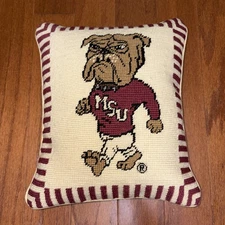 Mississippi State University Needlepoint Pillow Vintage