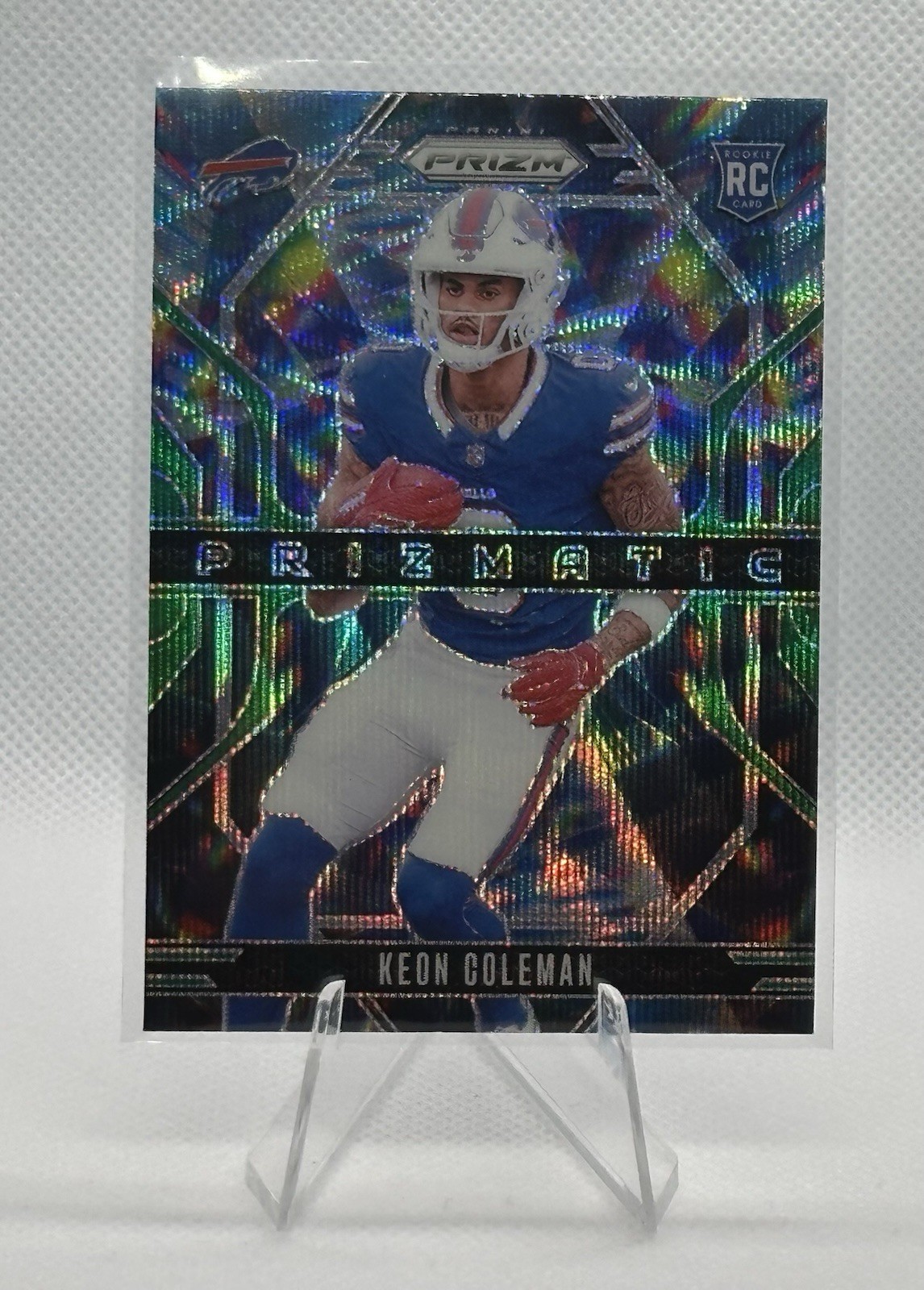 2024 Panini Prizm #15 Keon Coleman Rookie RC #15 Green Prizm Prizmatic Bills