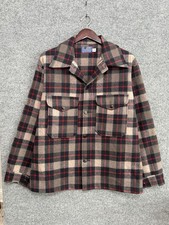 Vintage Pendleton 100 Wool Plaid Field Cruiser Mackinaw Jacket Coat Mens L 80s