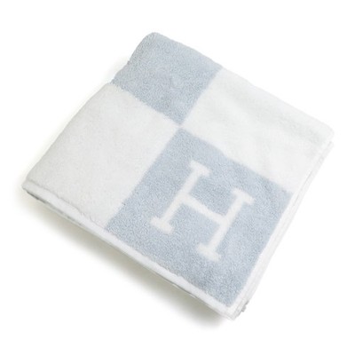 Auth HERMES Towel Baby Towel Light Blue/White Cotton e60157g