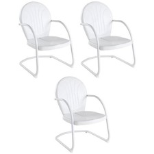 Home Square Griffith 3 Piece Modern Metal Patio Chair Set in White