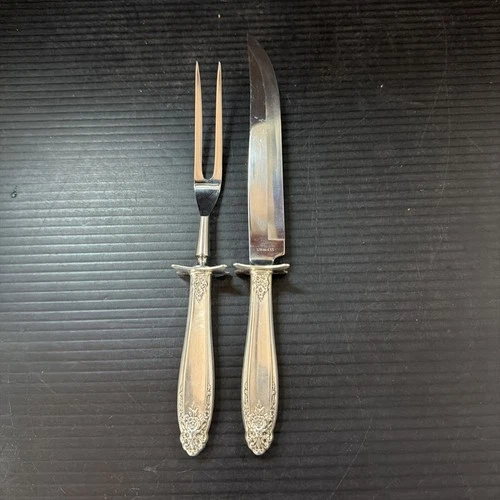 International Sterling Prelude Carving Set Knife & Forks 1  Troy Scrap 10”