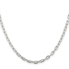 3.75mm Long Link Cable Chain Necklace 22 inch 925 Sterling Silver Italian Solid