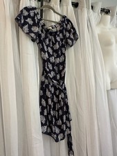 Michael Kors Navy And White Off The Shoulder Shirt Dress W/ Matching Waist Belt