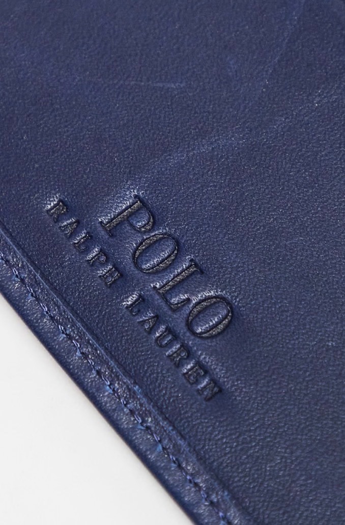 NEW Polo Ralph Lauren EMBROIDERED LOGO Leather Double Billfold