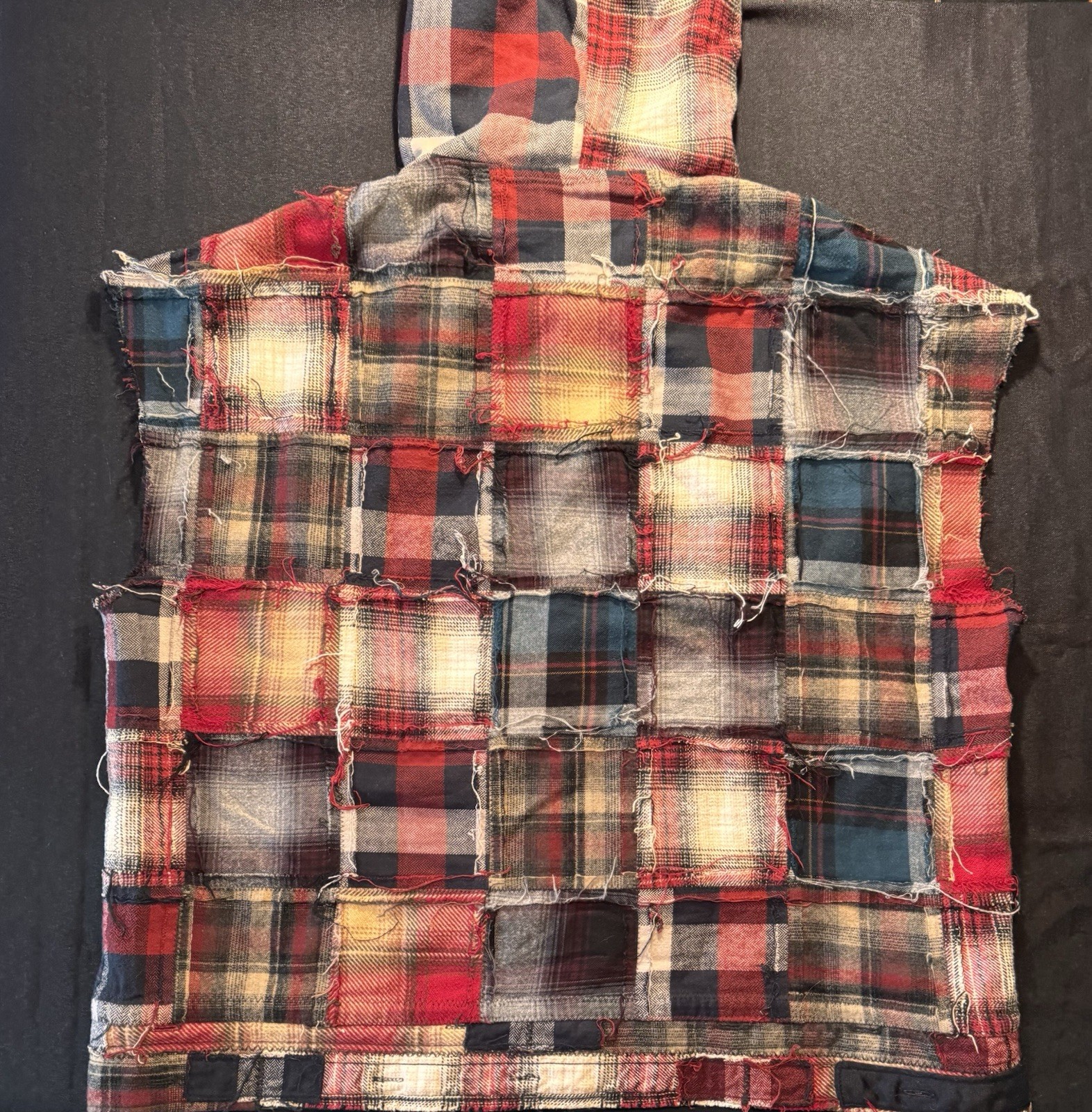 Handmade Patchwork Flannel Sleeveless Hoodie One … - image 5