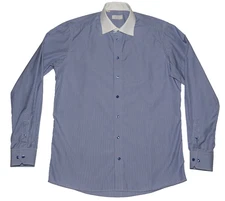 ETON BLUE STRIPED LUXURY DRESS SHIRT SIZE 16 / 41 CONTEMPORARY FIT P2P 22.5" EUC