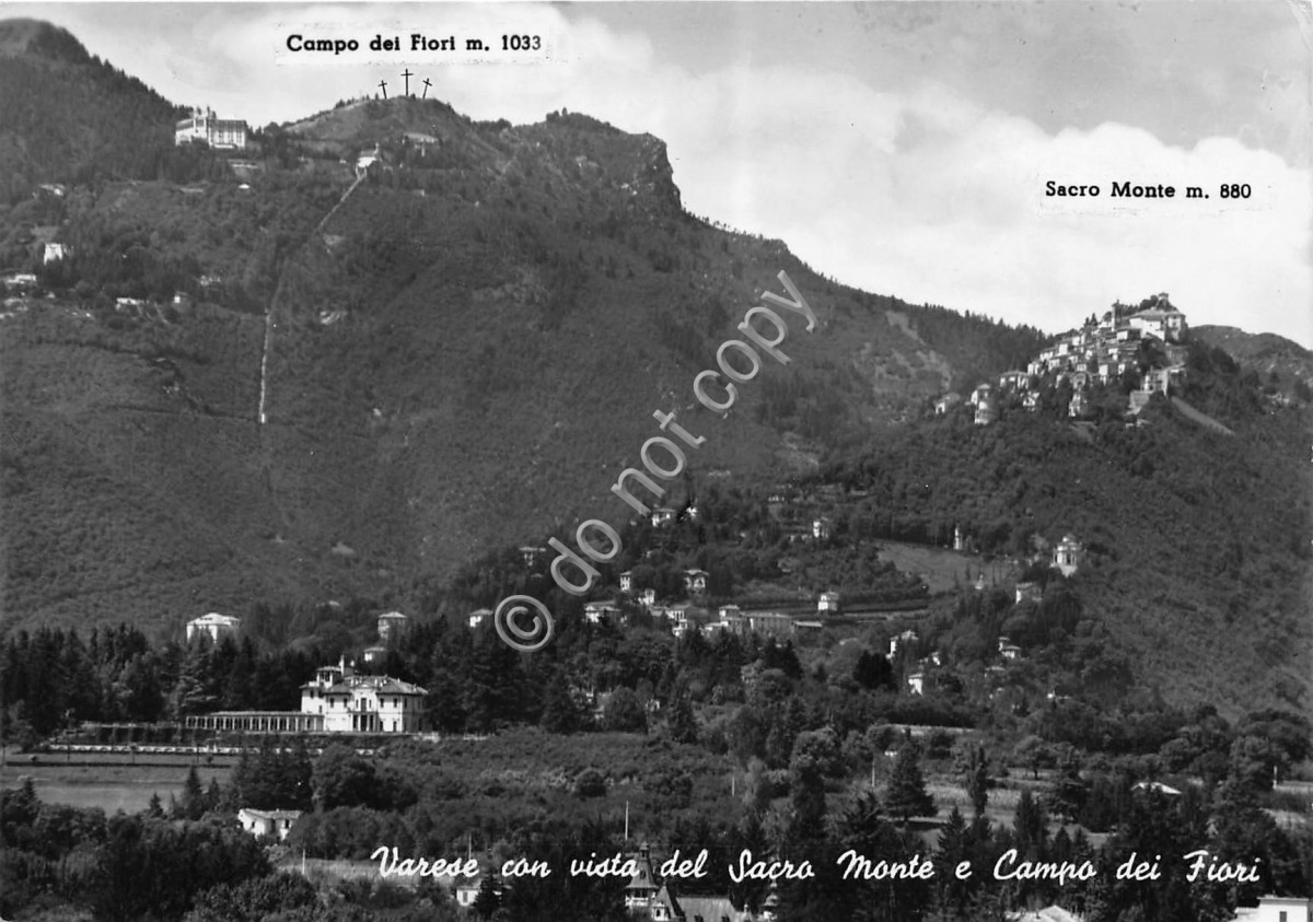 Cartolina - Varese Panorama vista del Sacro Monte e Campo dei Fiori 1953