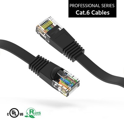 15Ft CAT6 Flat Ethernet Network Cable Black