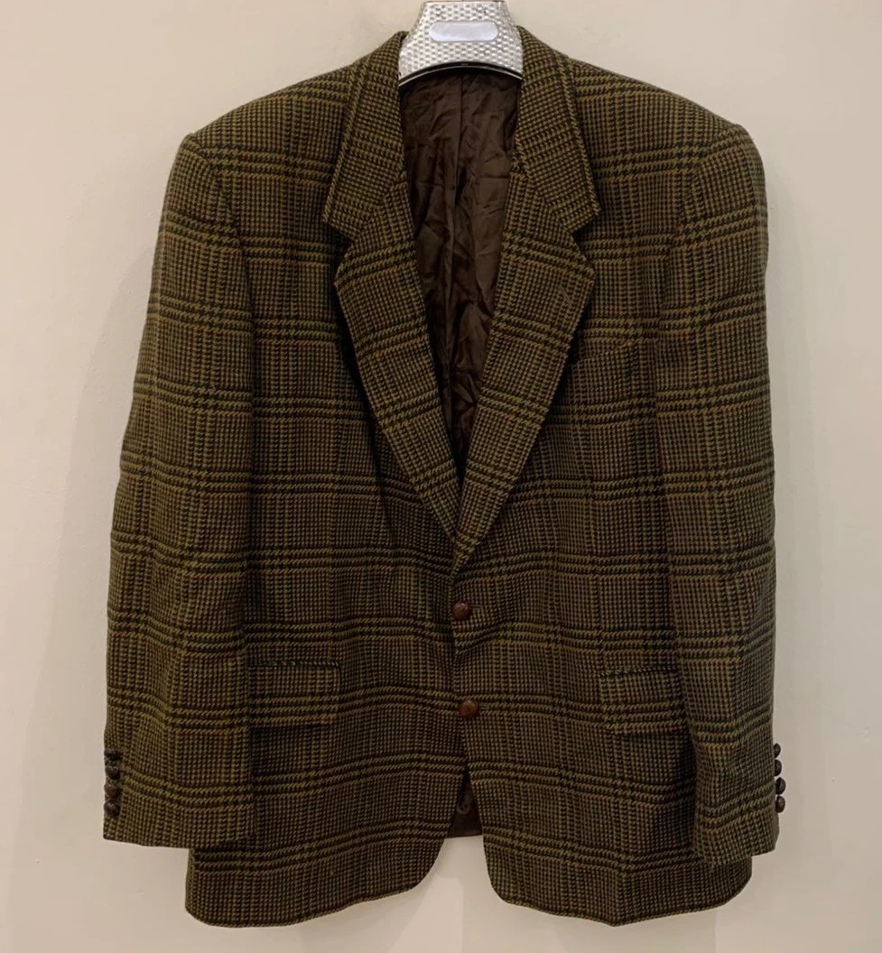 Vintage Daniel Hechter pure wool tweed glen check hunting jacket