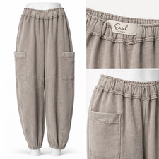 Easel LA Balloon Pants S Neutral Boho Lagenlook Barrel Leg Cozy Knit Lounge