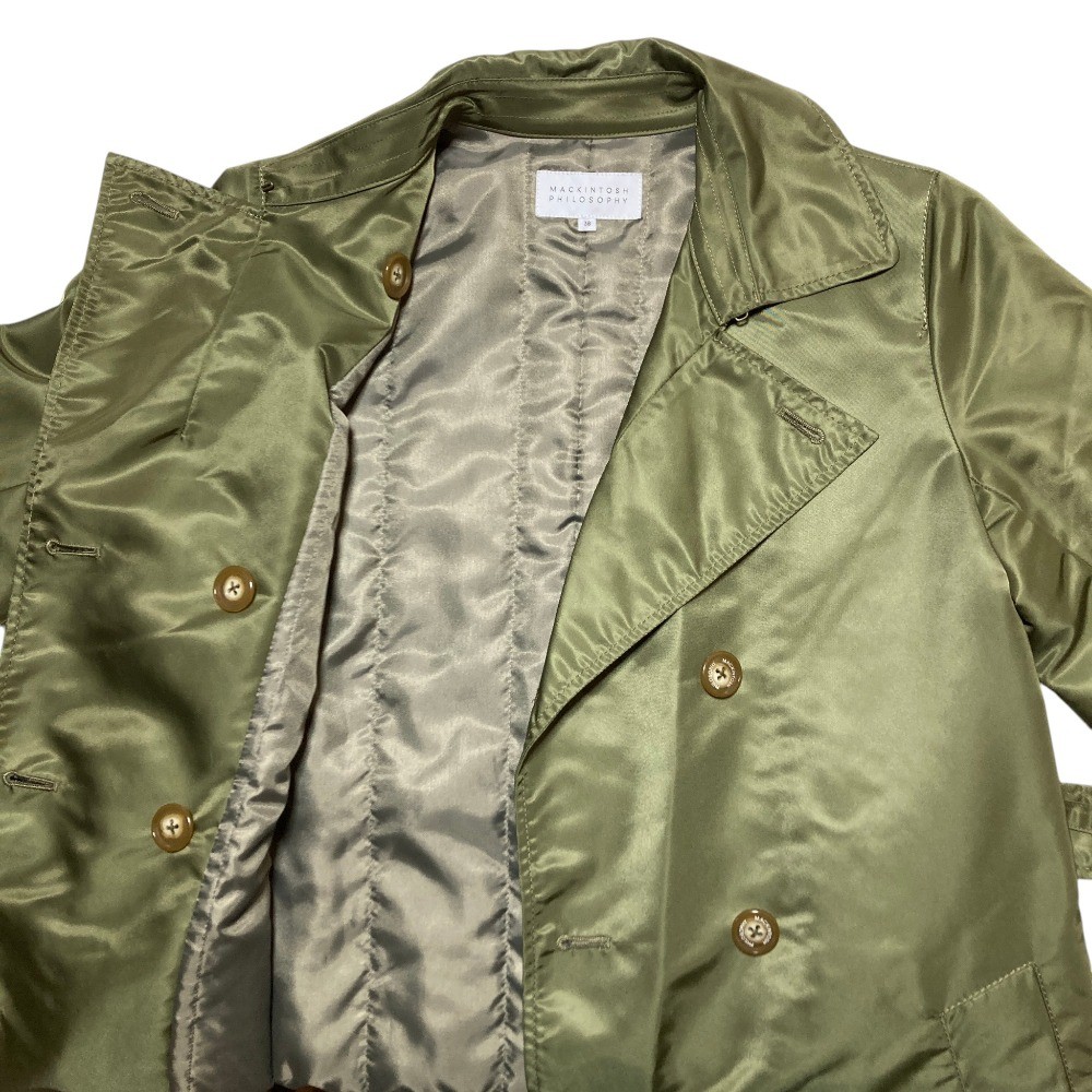 MACKINTOSH PHILOSOPHY Nylon Padded Trench Coat, Size 38, Khaki