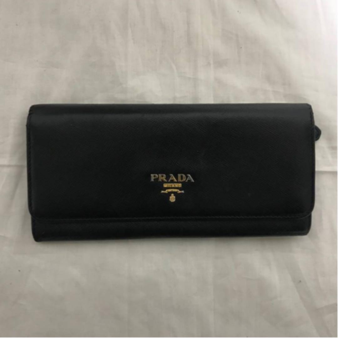 PRADA  Saffiano Leather Bifold Long Wallet Black