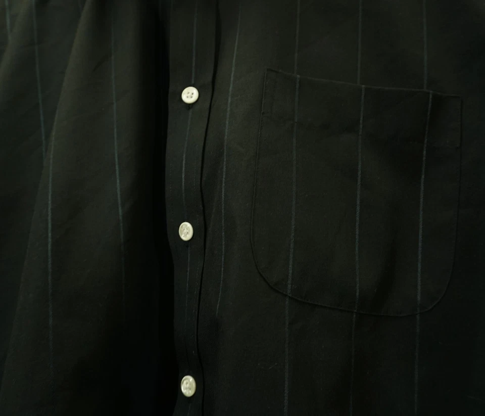 John Henry Men’s L 16' 34/35 Black Satin Pique Stripe Shirt Long Sleeve Western - Image 2 of 4