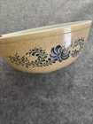 Vintage Pyrex Homestead Blue Mixing Bowl Tan Blue