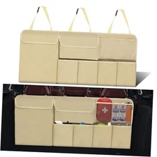 Car Trunk Organizer, Backseat Hanging Organizer with Storage 40" x 18" Beige