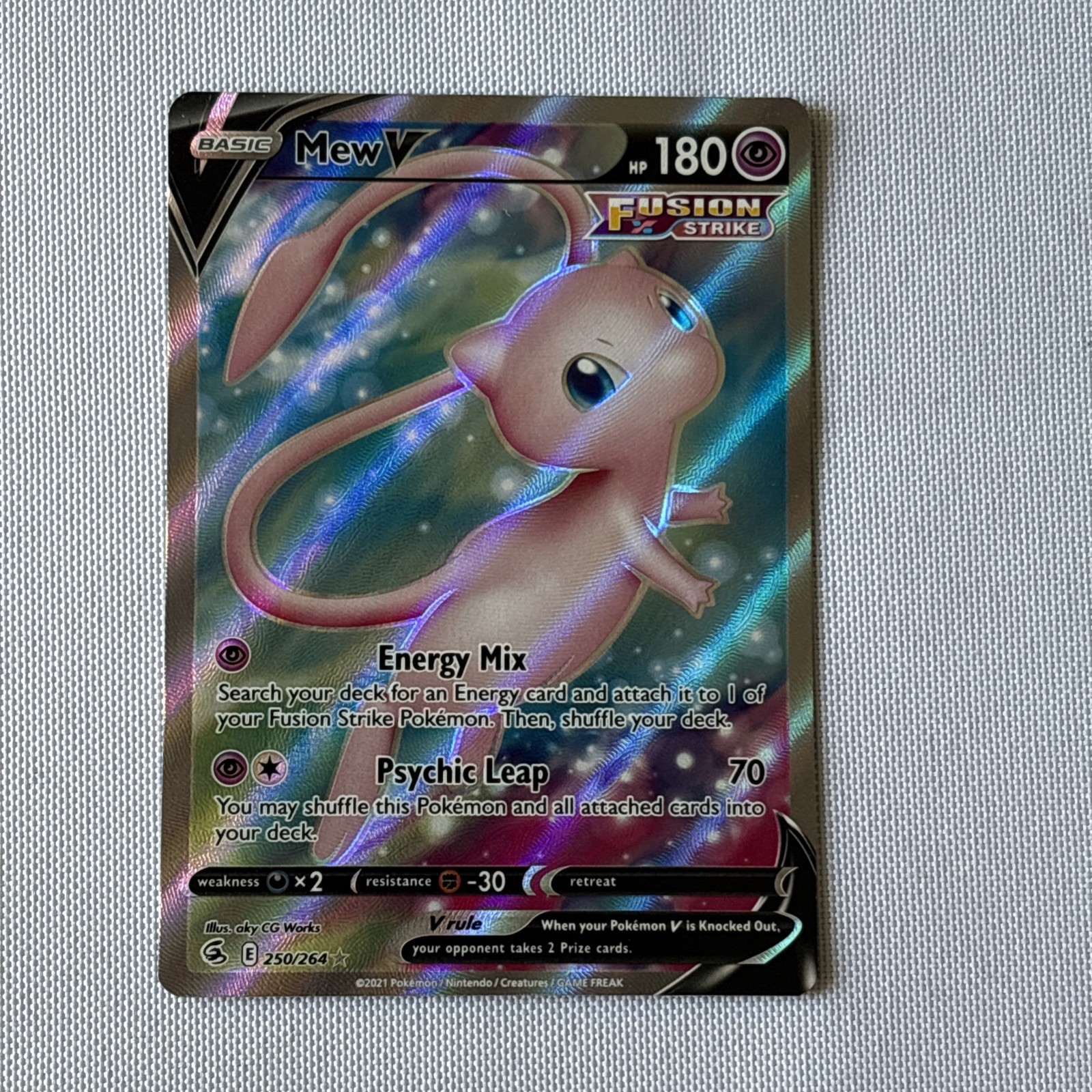 Mew V 250/264 Fusion Strike Full Art Holo Ultra Rare English Pokemon TCG NM