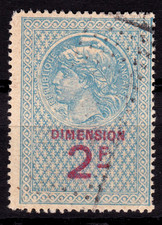 TIMBRE FRANCE FISCAUX DIMENSION 2 FR.-OBL.  TB-VOIR SCAN-