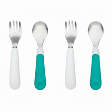 OXO Tot Fork Spoon Set of 2 Tot Teal Toddler Self Feeding Utensils BPA Free