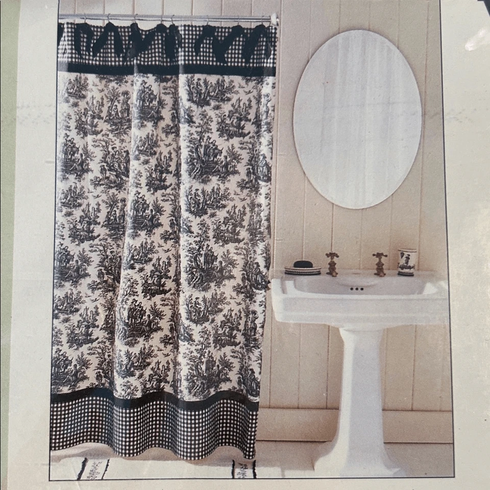 Nueva cortina de ducha Waverly negra crema Country Life Foto 3 de 4