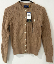 Polo Ralph Lauren Women&rsquo;s Short Sleeve Cable Knit Cardigan BROWN XS NWT