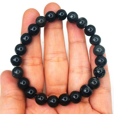 Feinste Qualität aller Zeiten Obsidian 133,00 kt Perlen dehnbar Armband RK 28 AZ37