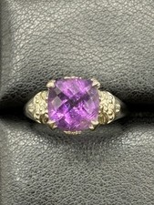 Vintage Sterling Silver Genuine Amethyst Ring 5 Grams Size 8.75 A19