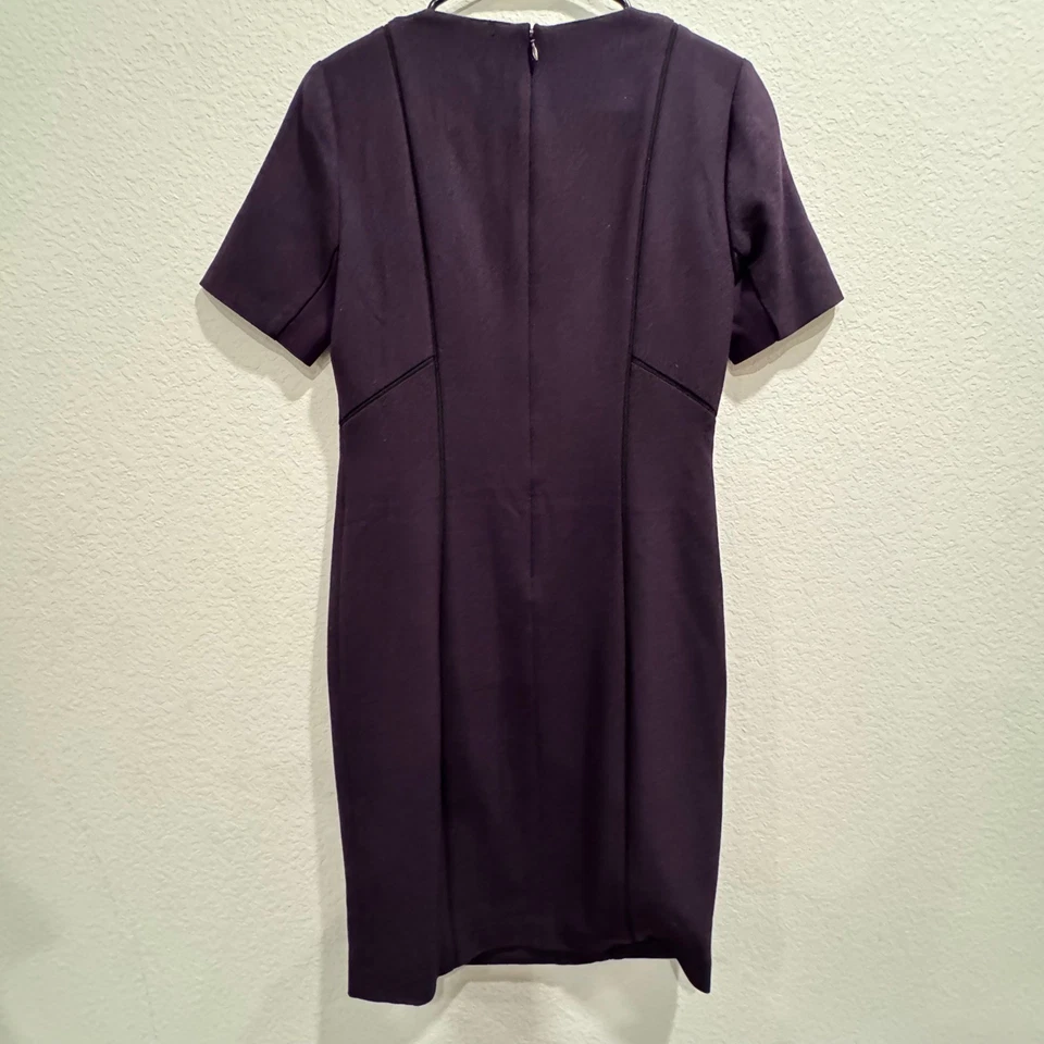 Vestido Vaina Elie Tahari Mujer Púrpura Manga Corta Carrera Negocios Talla 6 Foto 3 de 3