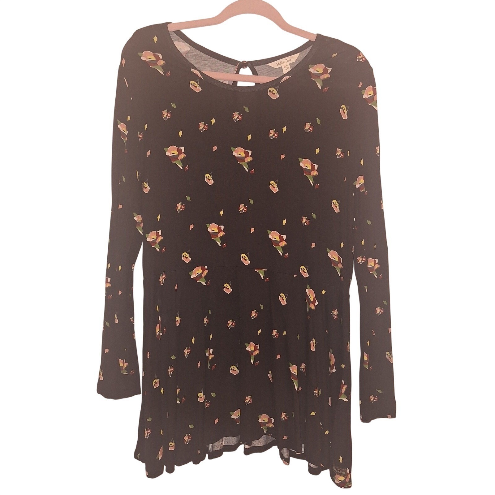 Matilda Jane Womens Size XL Dark Floral Tunic Festival Dark Cottagecore Babydoll