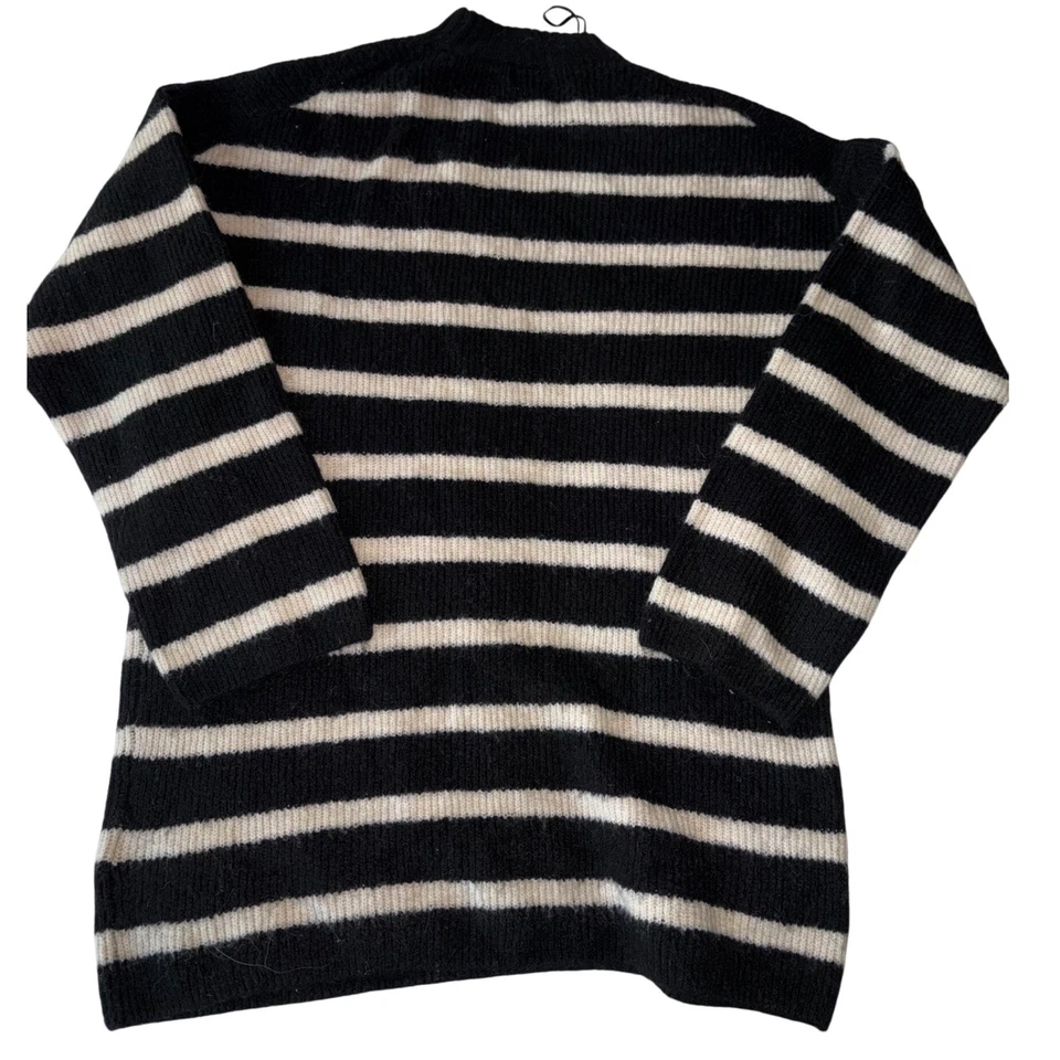 Suéter H&M Negro Blanco Tejido a Rayas Para Mujer S Acogedor Suave Acanalado Cuello Redondo Pullover Foto 4 de 4