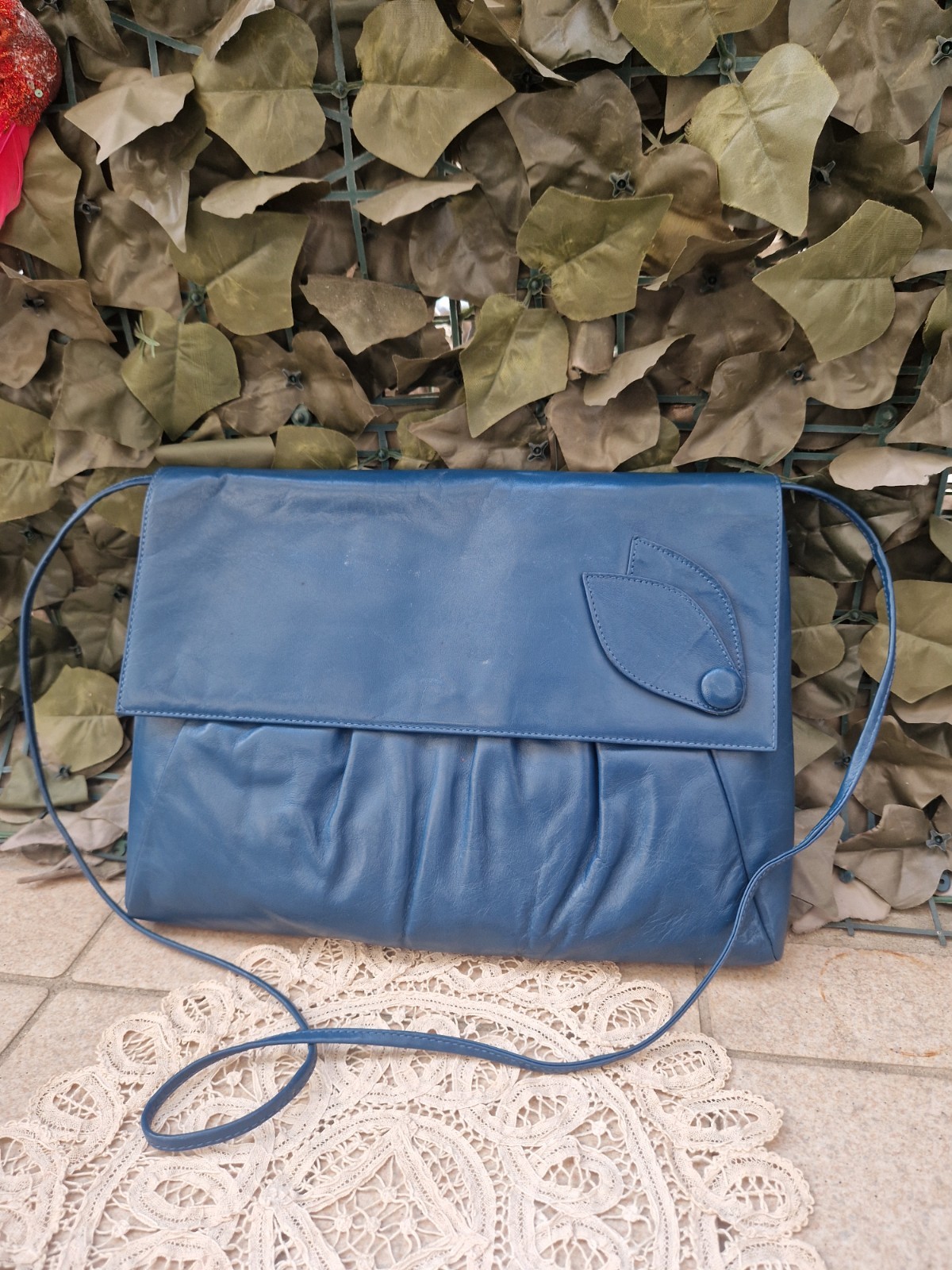 Borsa Vintage Pelle Blu Anni 60 70