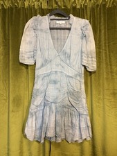 Love Shack Fancy Arlo Tie Dyed Mini Dress in Blue Grey. Size 4. Retail $325