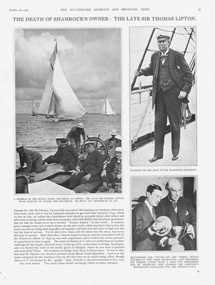SIR THOMAS LIPTON Owner of the Yacht 'Shamrock' - Vintage Print 1931