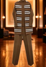 Vintage Designer Knits by Richard Steven Women Sweater Vest Pant Suit Striped 10