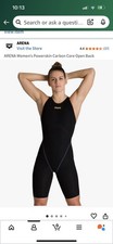ARENA Powerskin Swimsuit Size 22 Black Open Back Racing Tech Suit carbon