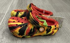 New Crocs Unisex-Child Kids' Classic Marbled Multicolor Lined Clogs Size C9
