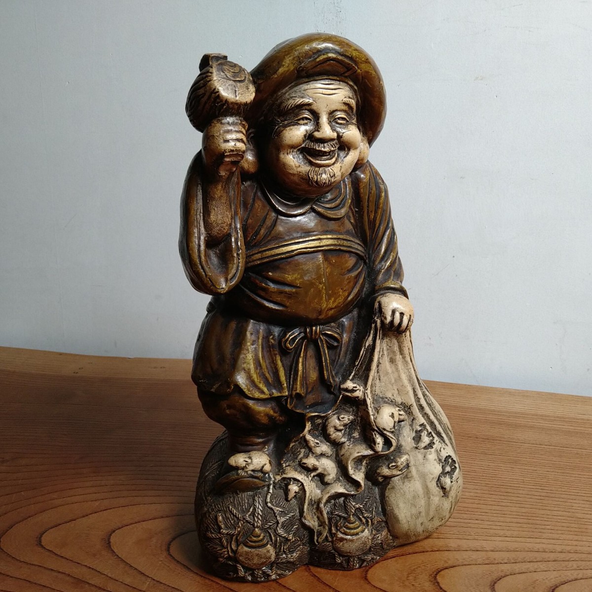 Japanese Porcelain Daikoku Statue 14.17inch Signed Fortune