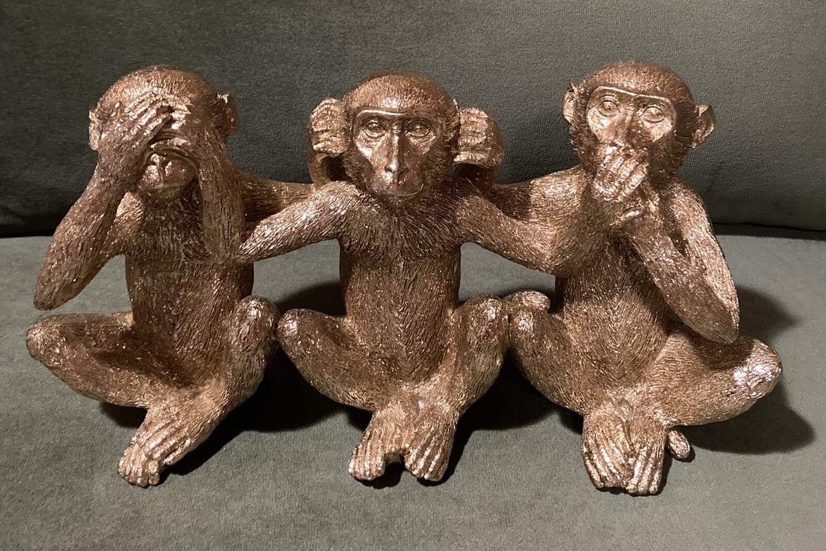 Golden Statue Japanese 3 Wise Monkeys “See No Evil, Hear No Evil