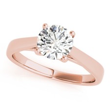 1.00 Ct Round Cut Real Moissanite Engagement Ring 14K Solid Rose Gold Size 6.5