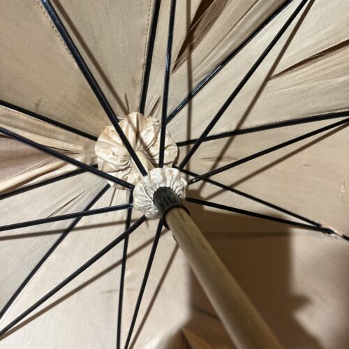 Antique/Vintage Victorian Style Cotton Lace Parasol Champagne Umbrella - Picture 9 of 18